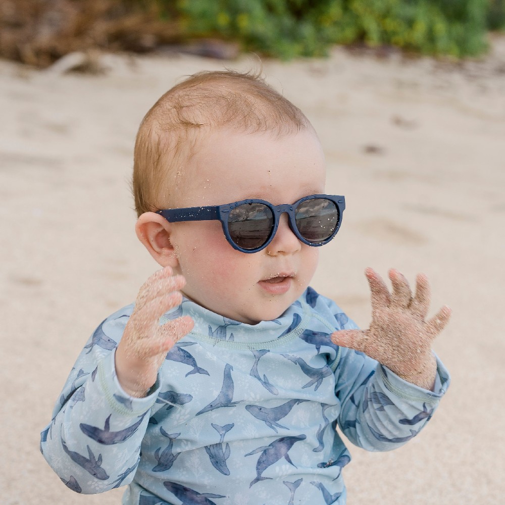 Round BABY Shades w Black Lens - Simon Navy Blue