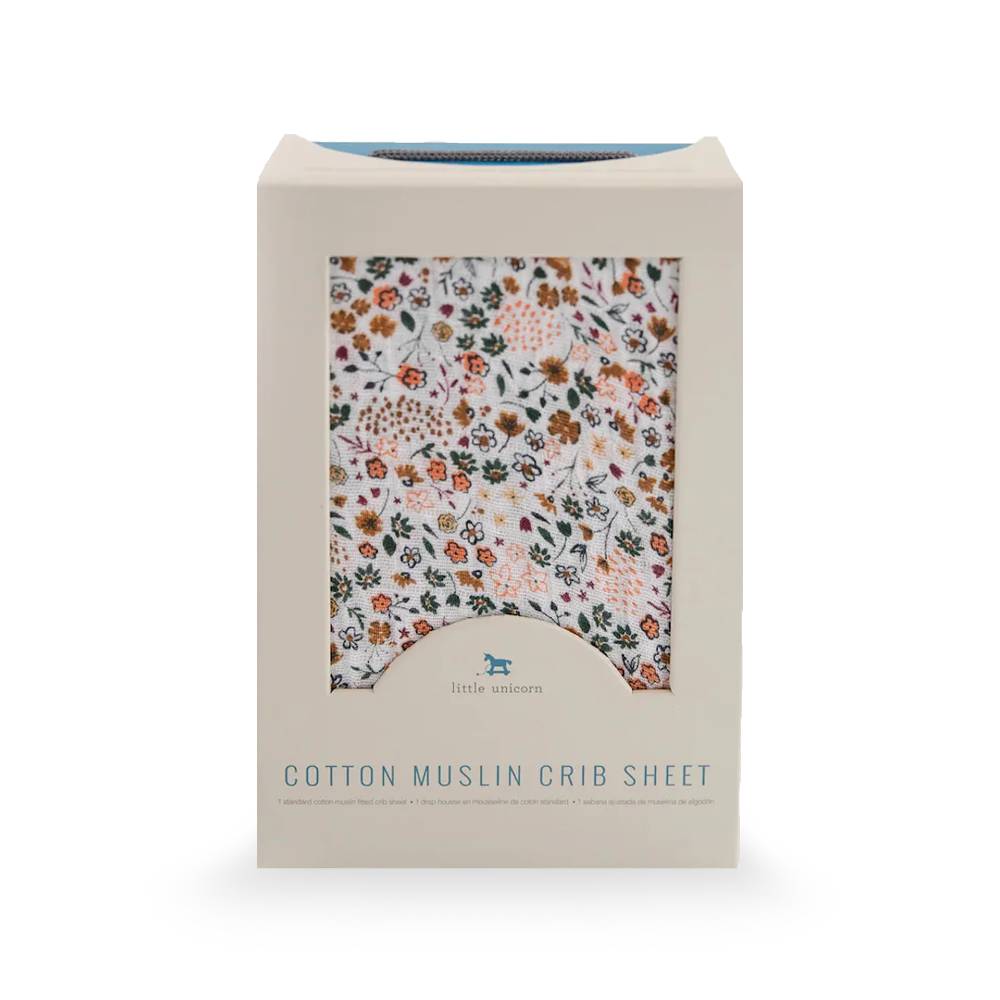 Muslin Fitted Cot Sheet - Pressed Petals