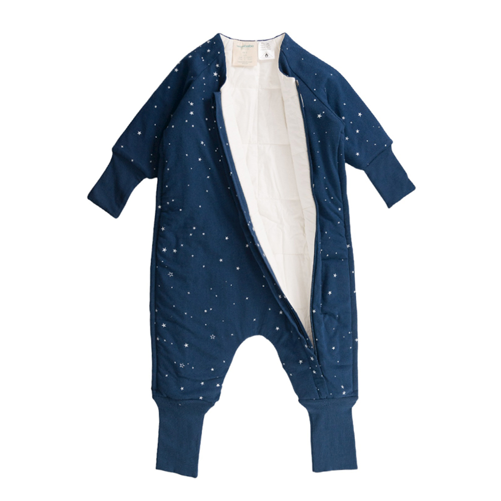 Woolbabe Merino/Organic Cotton Duvet Sleeping Suit with Sleeves - Tekapo Stars