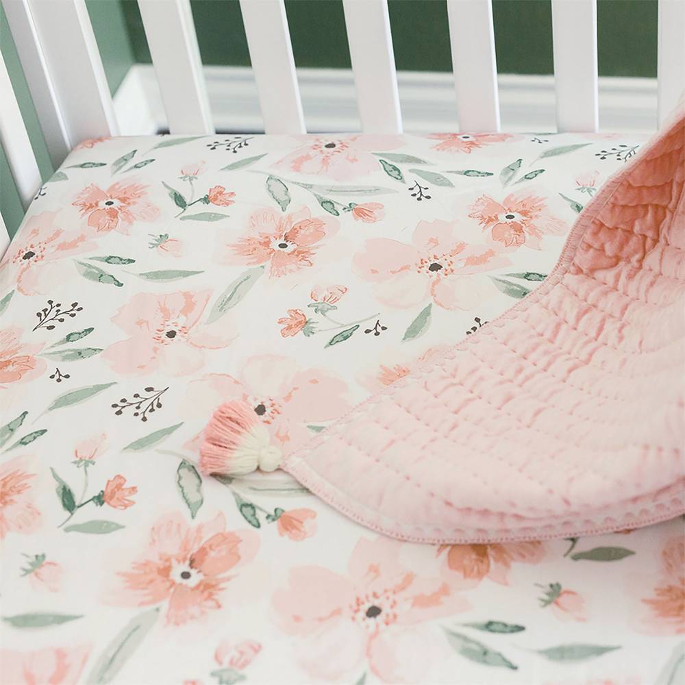 Crane Baby Cot Fitted Sheet - Parker Collection - Parker Floral