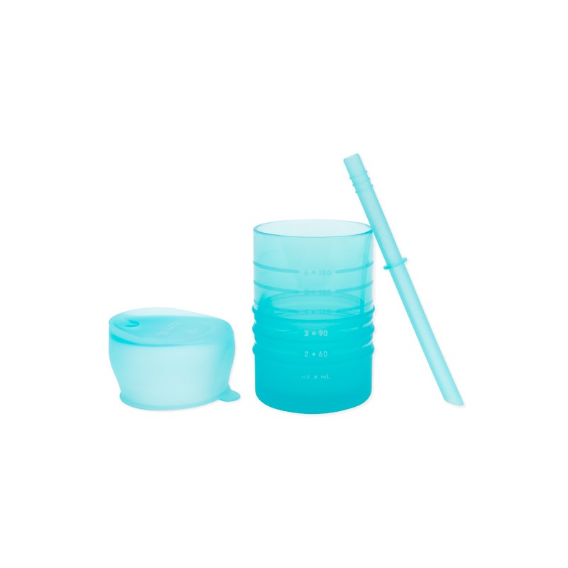 Bumkins Silicone Straw Cup with Lid - Blue