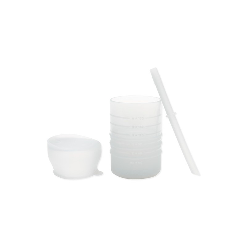 Bumkins Silicone Straw Cup with Lid - Grey