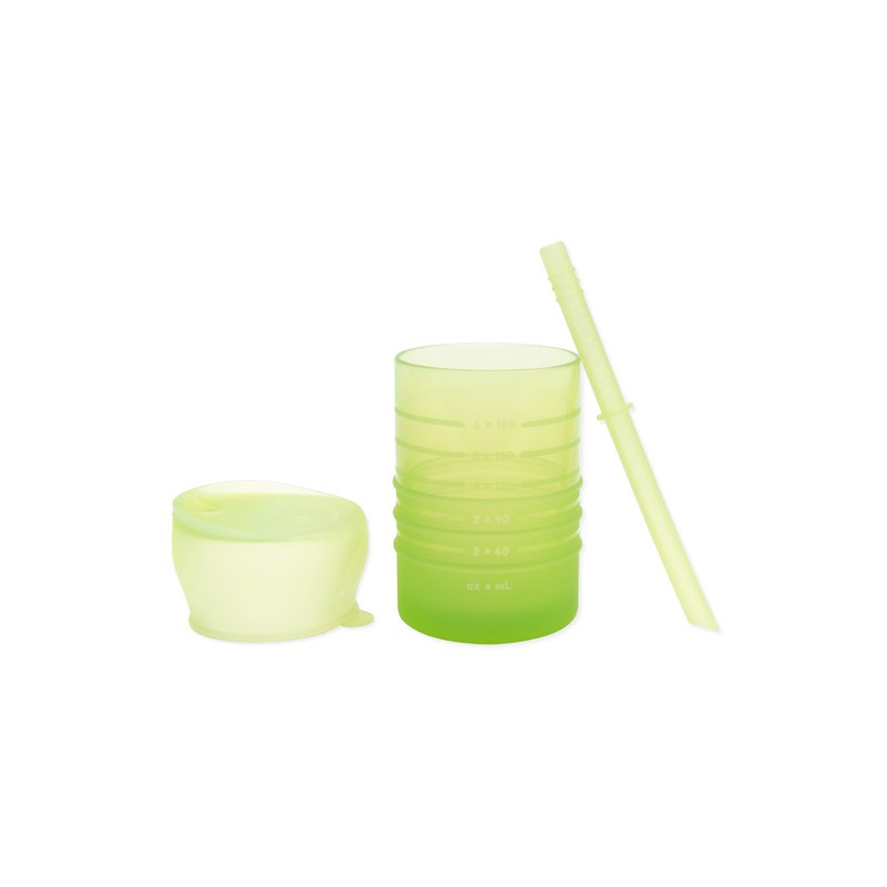 Bumkins Silicone Straw Cup with Lid - Sage