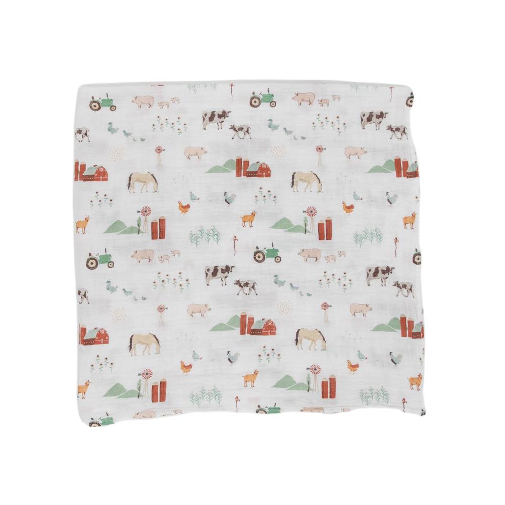 Little Unicorn Single Cotton Muslin Swaddle - Farmyard