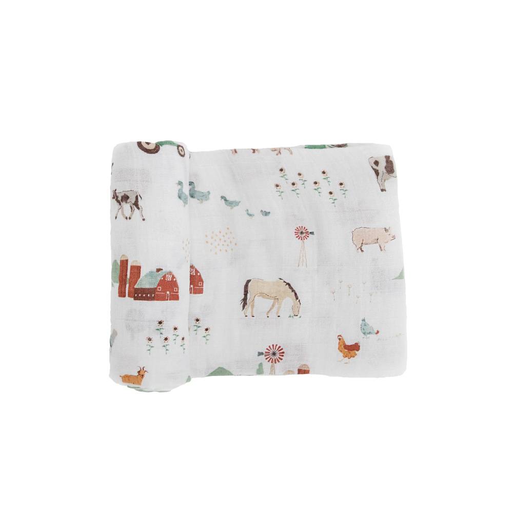 Little Unicorn Single Cotton Muslin Swaddle - Farmyard