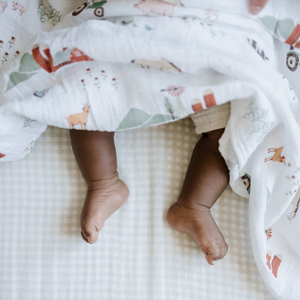 Little Unicorn Single Cotton Muslin Swaddle - Farmyard