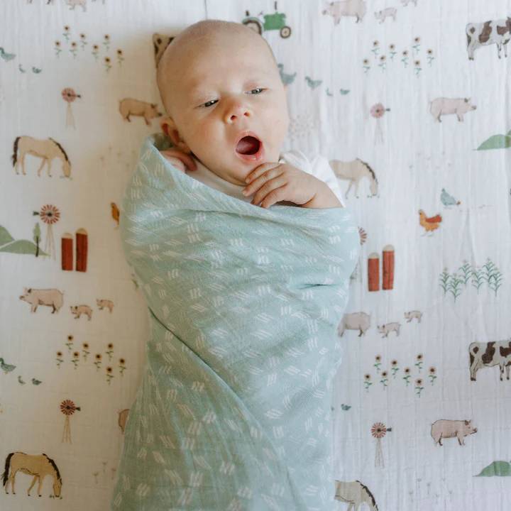 Little Unicorn Single Cotton Muslin Swaddle - Misty Field