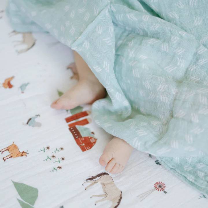 Single Cotton Muslin Swaddle - Misty Field