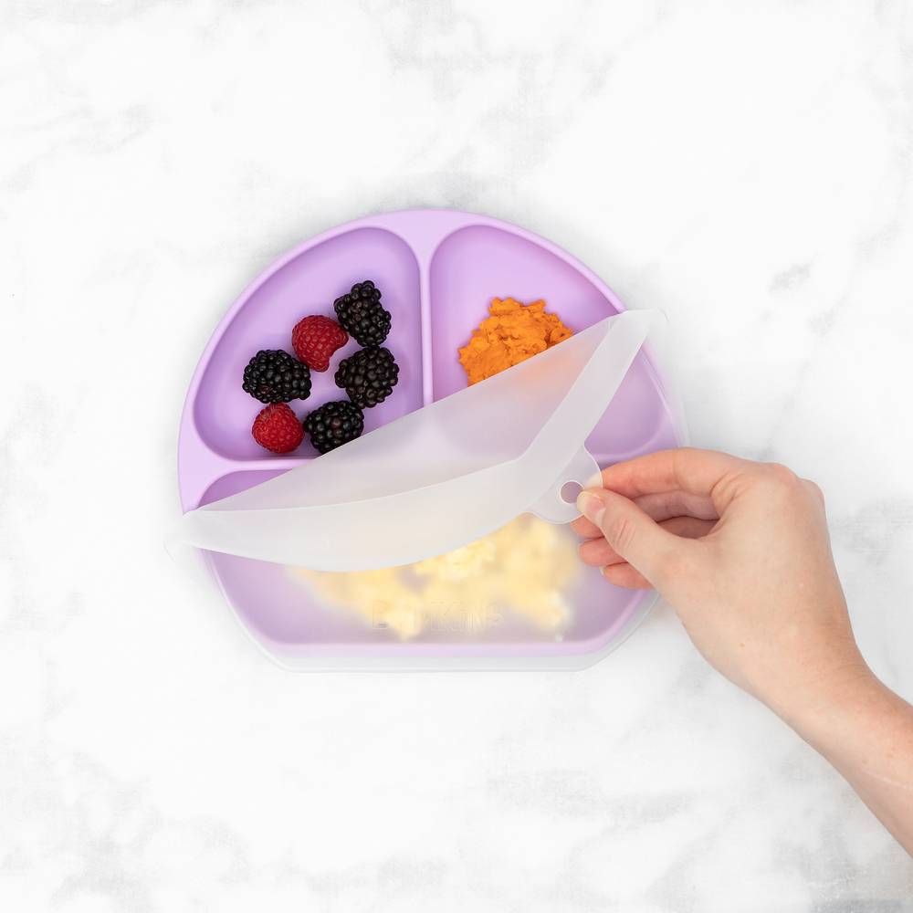 Bumkins Silicone Grip Dish + Lid - Lavender