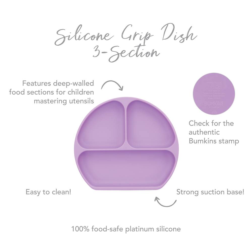 Bumkins Silicone Grip Dish + Lid - Lavender