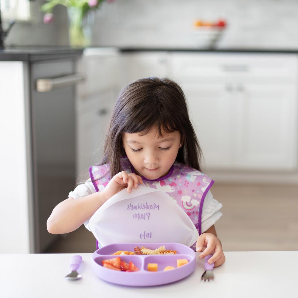 Bumkins Silicone Grip Dish + Lid - Lavender