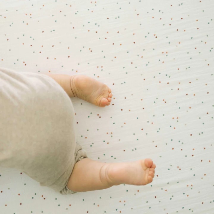 Muslin Fitted Cot Sheet - Dots