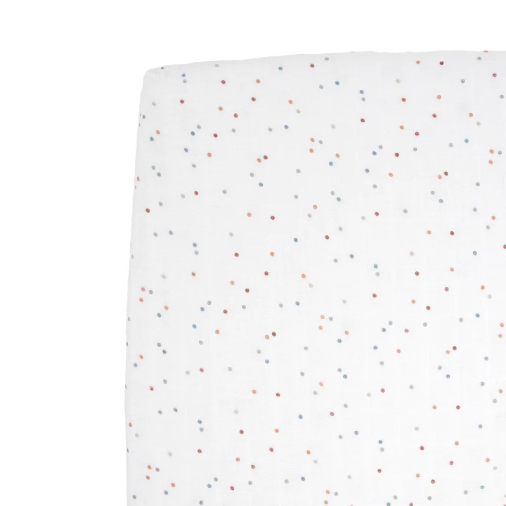 Muslin Fitted Cot Sheet - Dots