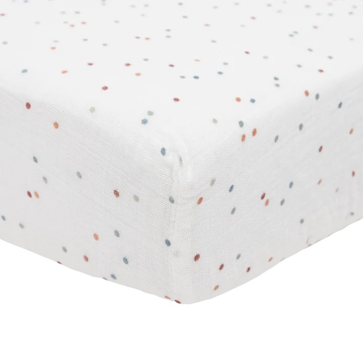 Muslin Fitted Cot Sheet - Dots