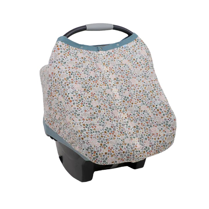 Muslin Car Seat Canopy V2 - Pressed Petals