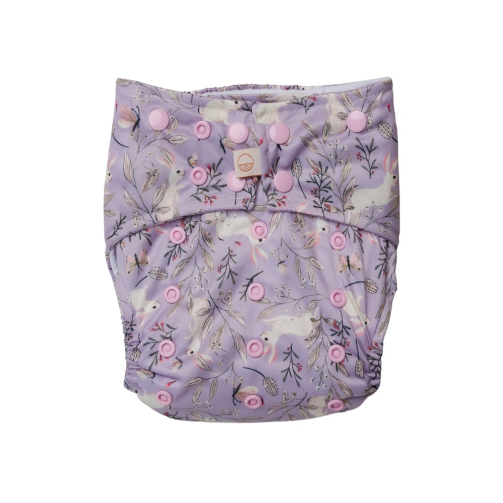 Nestling SNAP Nappy Complete - Lilac Bunnies