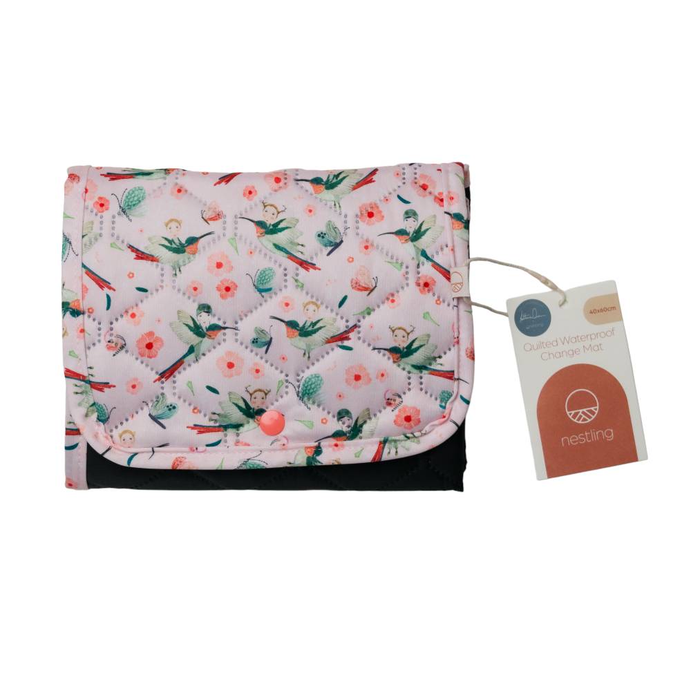 Waterproof Quilted Change Mat - Pink Hummingbird