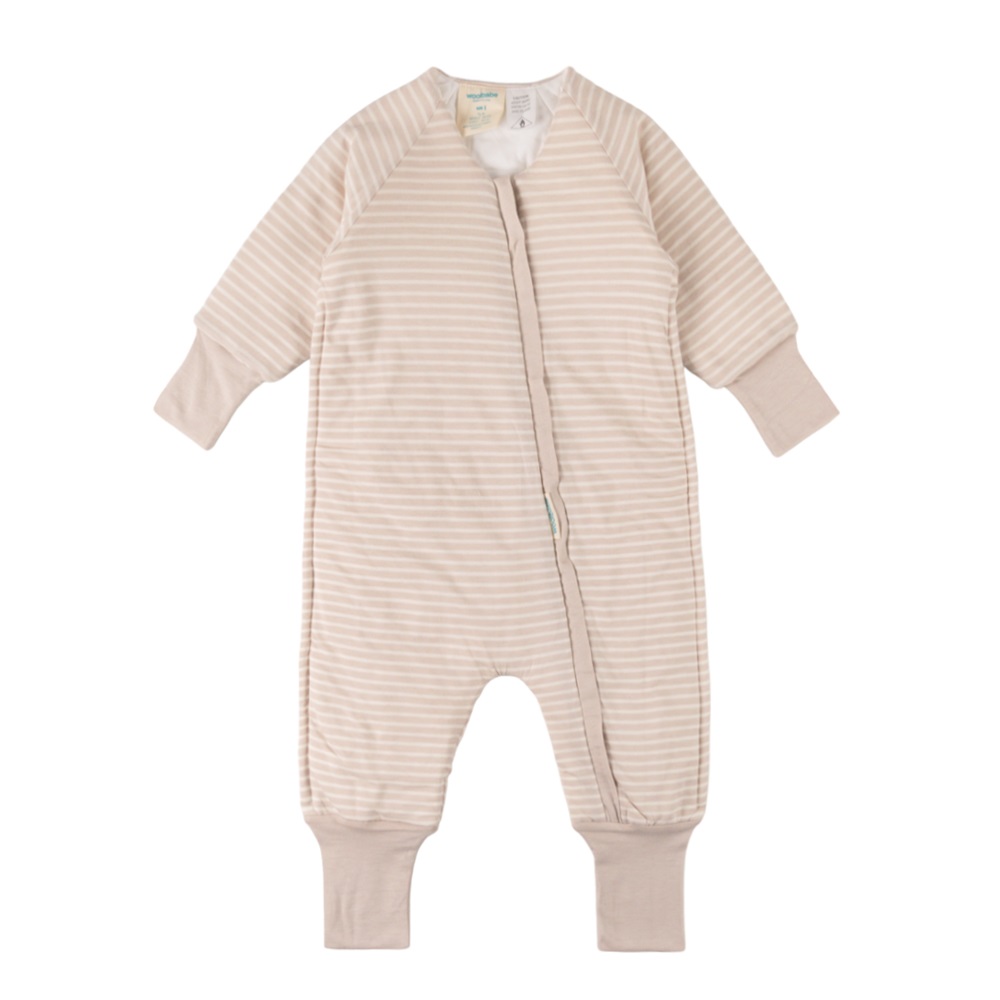 Woolbabe Merino/Organic Cotton Duvet Sleeping Suit with Sleeves - Dune