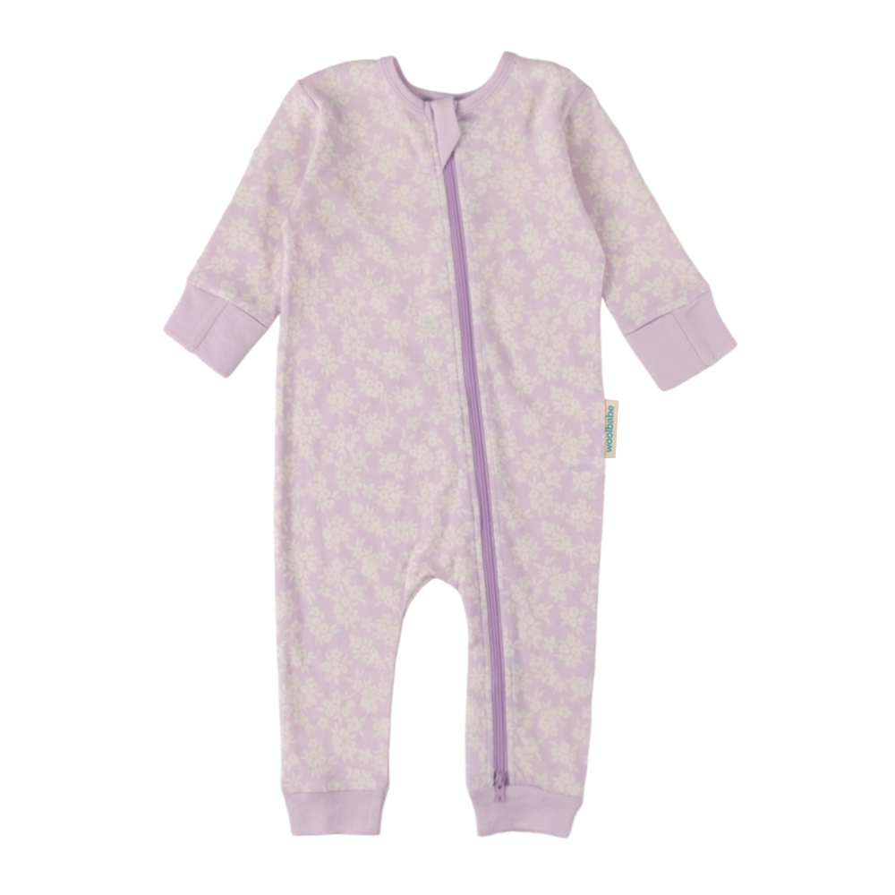 Woolbabe Merino/Organic Cotton PJ Suit - Mauve Manuka