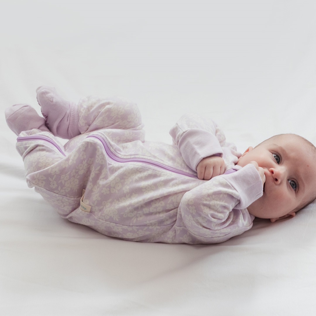 Woolbabe Merino/Organic Cotton PJ Suit - Mauve Manuka