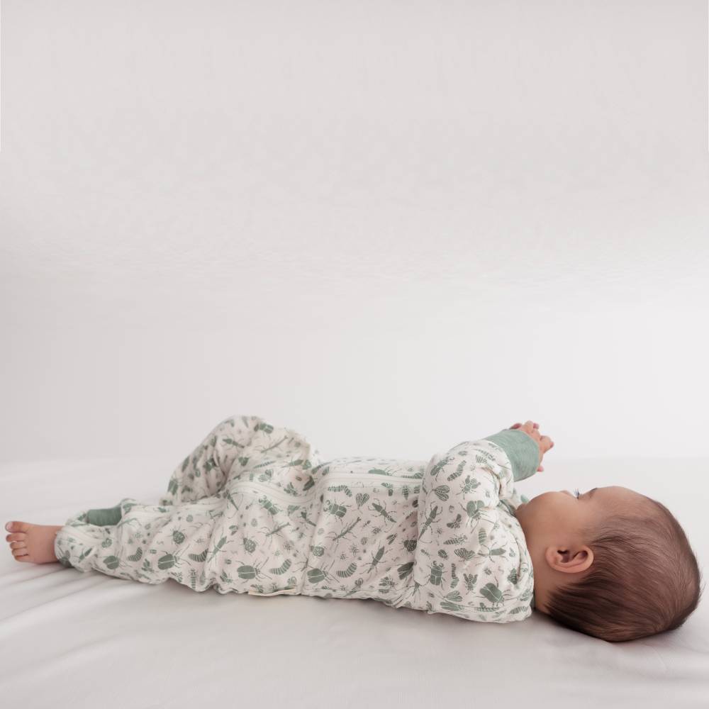 Woolbabe Merino/Organic Cotton PJ Suit - Sage Bugs