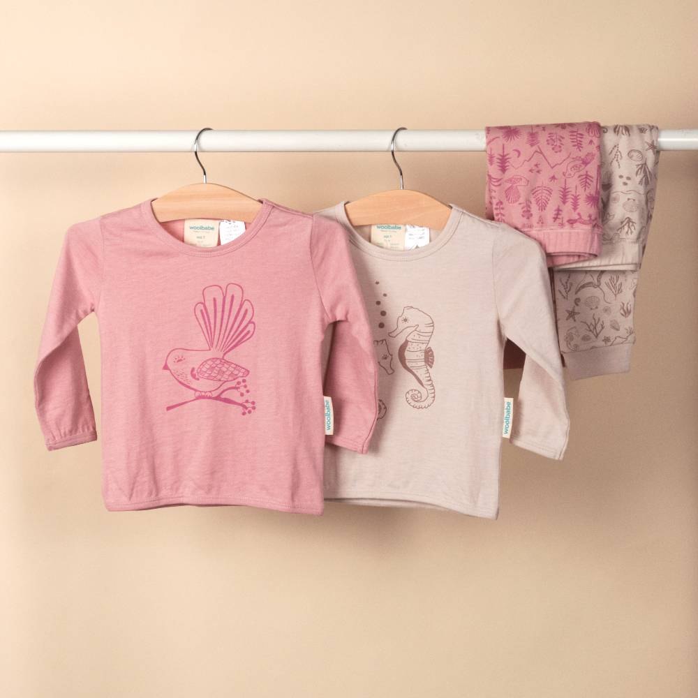 Woolbabe Merino/Organic Cotton Winter Pyjamas - Dusk Wilderness