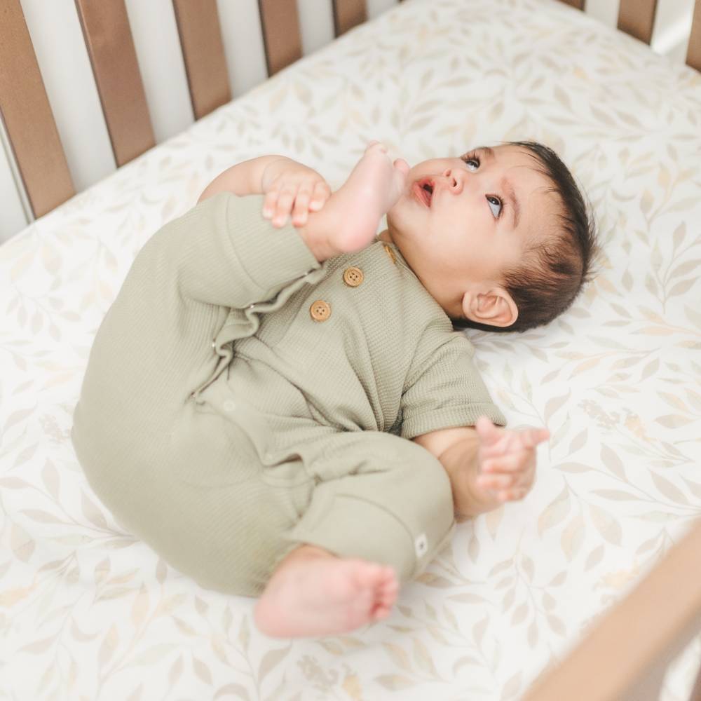 Crane Baby Cot Fitted Sheet - Willow Collection - Willow Multi Colour Leaf