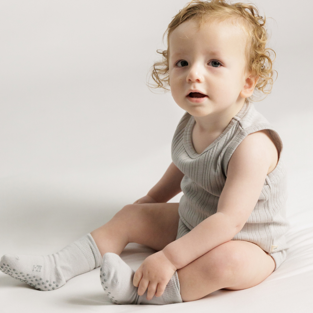 Woolbabe Merino & Organic Cotton Sleepy Socks - Pebble