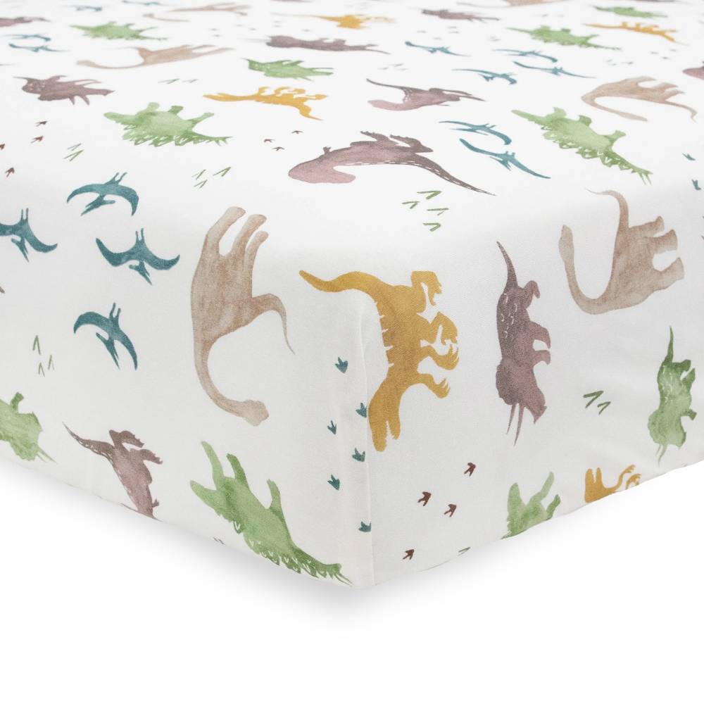 Little Unicorn Stretch Knit Fitted Cot Sheet - Dino Pals