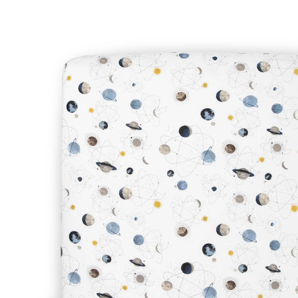 Little Unicorn Stretch Knit Fitted Cot Sheet - Planets