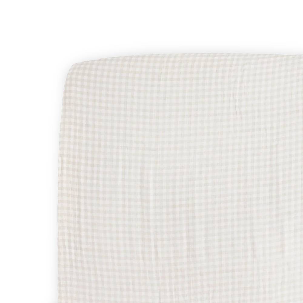 Little Unicorn Stretch Knit Fitted Cot Sheet - Tan Gingham