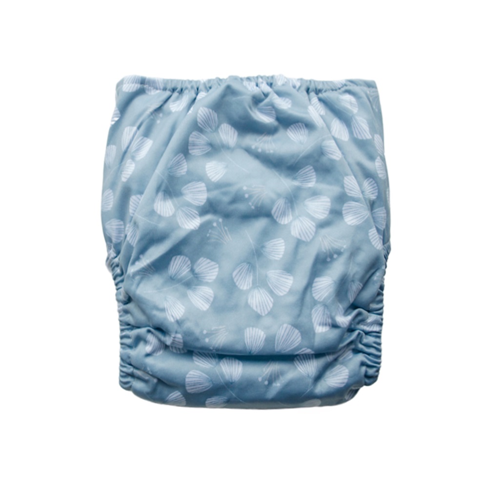 Sassy Snap Nappy with 2 Inserts - Teal Leaves