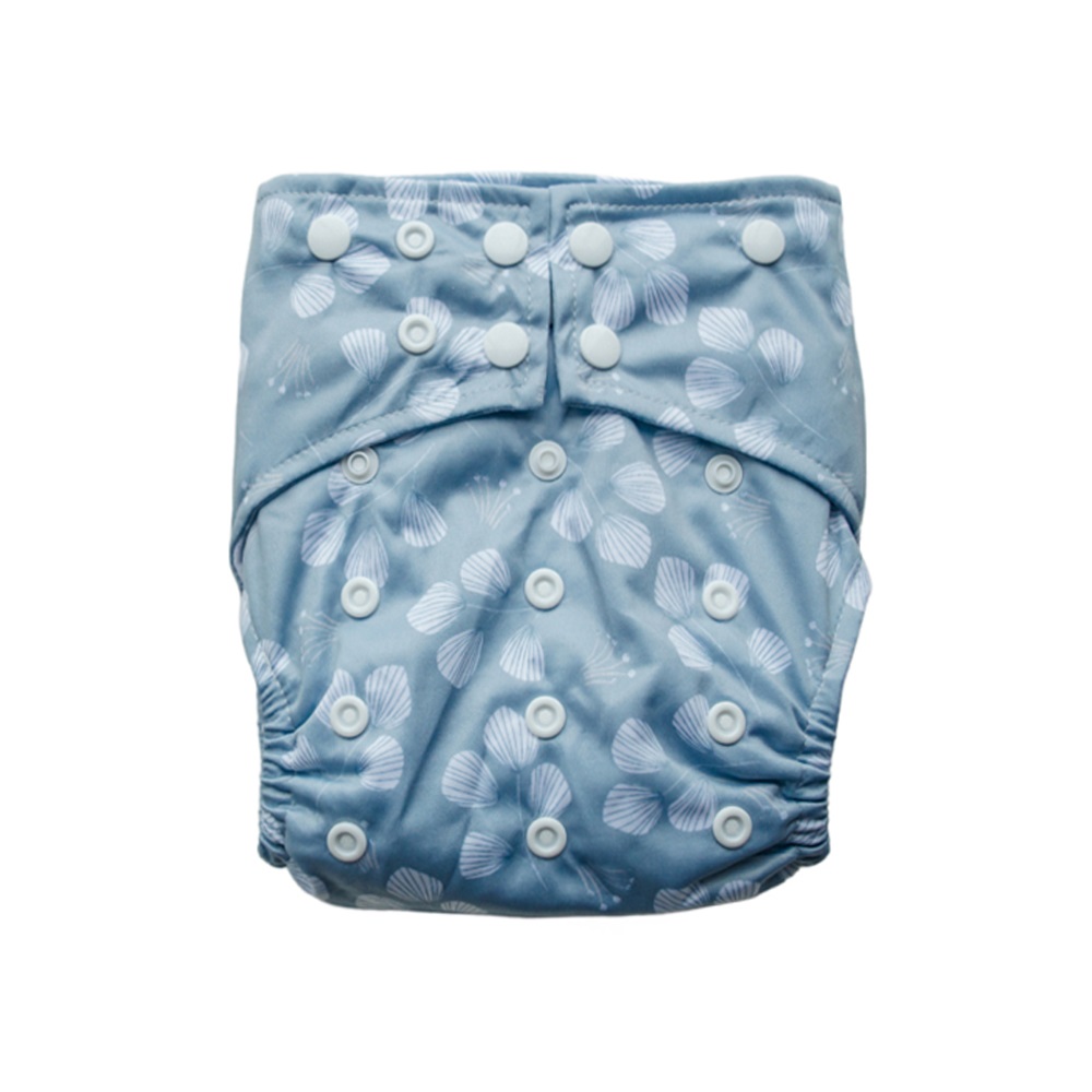 Sassy Snap Nappy with 2 Inserts - Teal Leaves