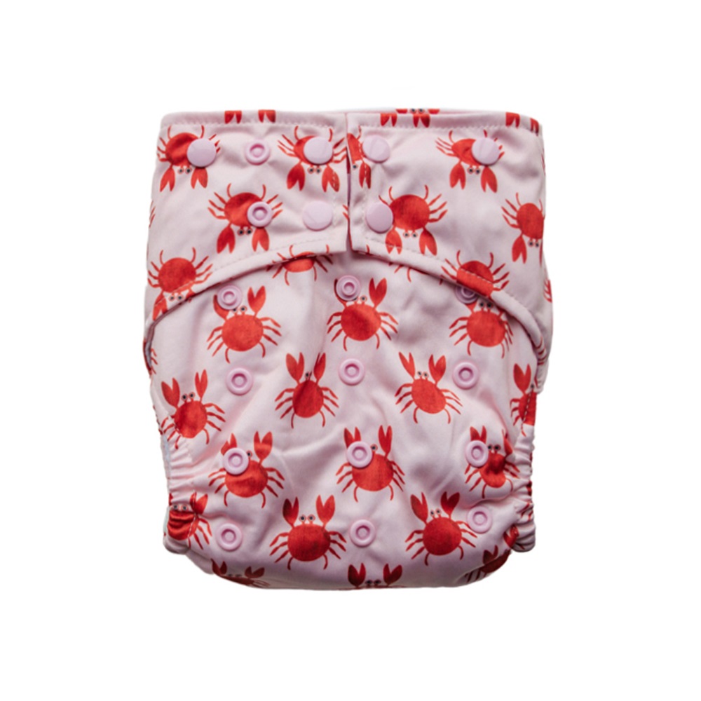 Sassy Snap Nappy with 2 Inserts - Crabs