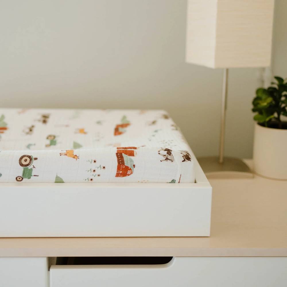 Muslin Changing Pad Cover / Bassinet Sheet- Farmyard