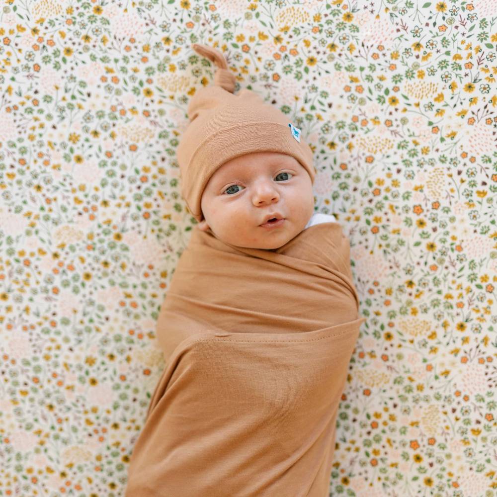 Little Unicorn Stretch Knit Hat & Swaddle Set - Terracotta