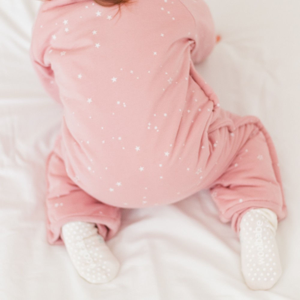 Woolbabe Merino/Organic Cotton Duvet Sleeping Suit with Sleeves - Dusk Stars