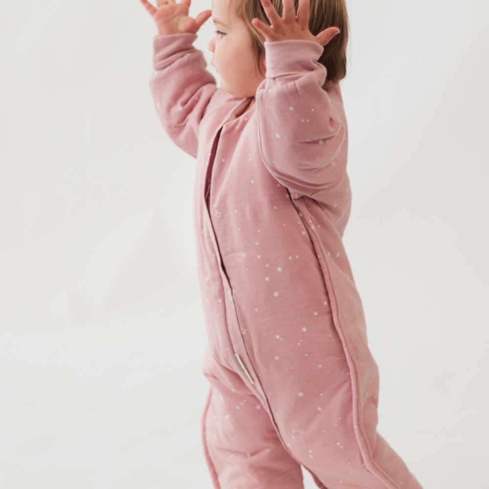 Woolbabe Merino/Organic Cotton Duvet Sleeping Suit with Sleeves - Dusk Stars