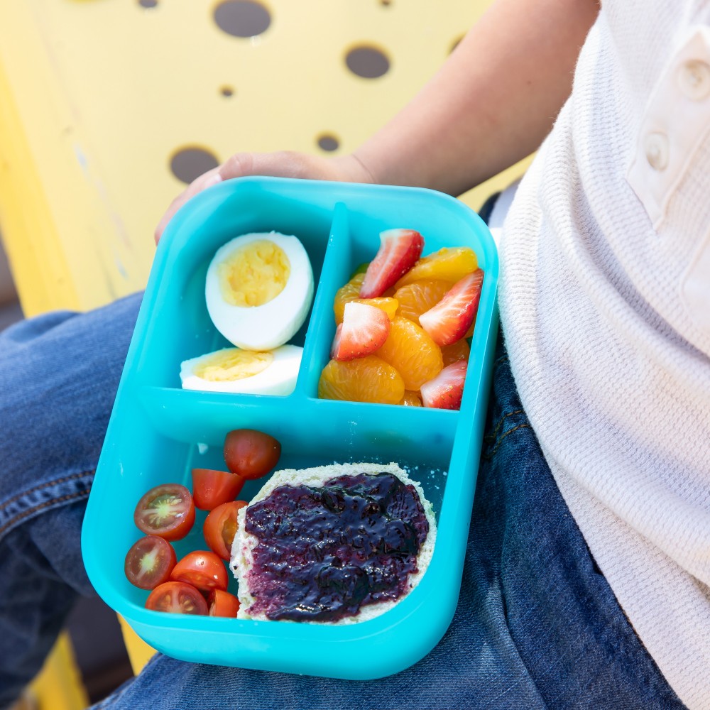 Bumkins Bento Box 3 Section - Jelly Silicone - Blue Jelly