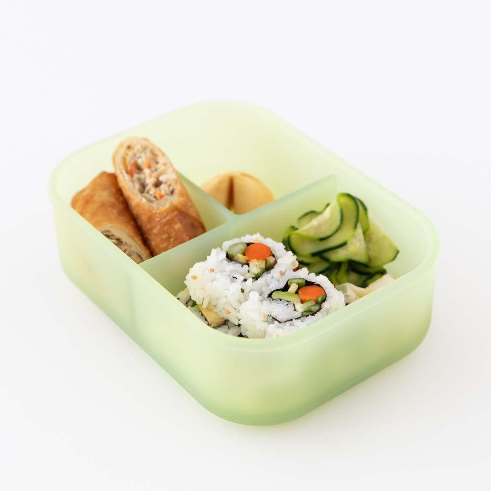 Bumkins Bento Box 3 Section - Jelly Silicone - Green Jelly