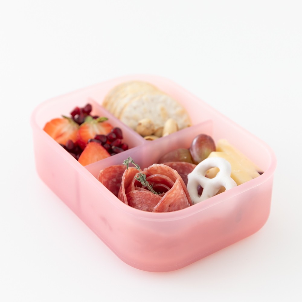 Bumkins Bento Box 3 Section - Jelly Silicone - Pink Jelly
