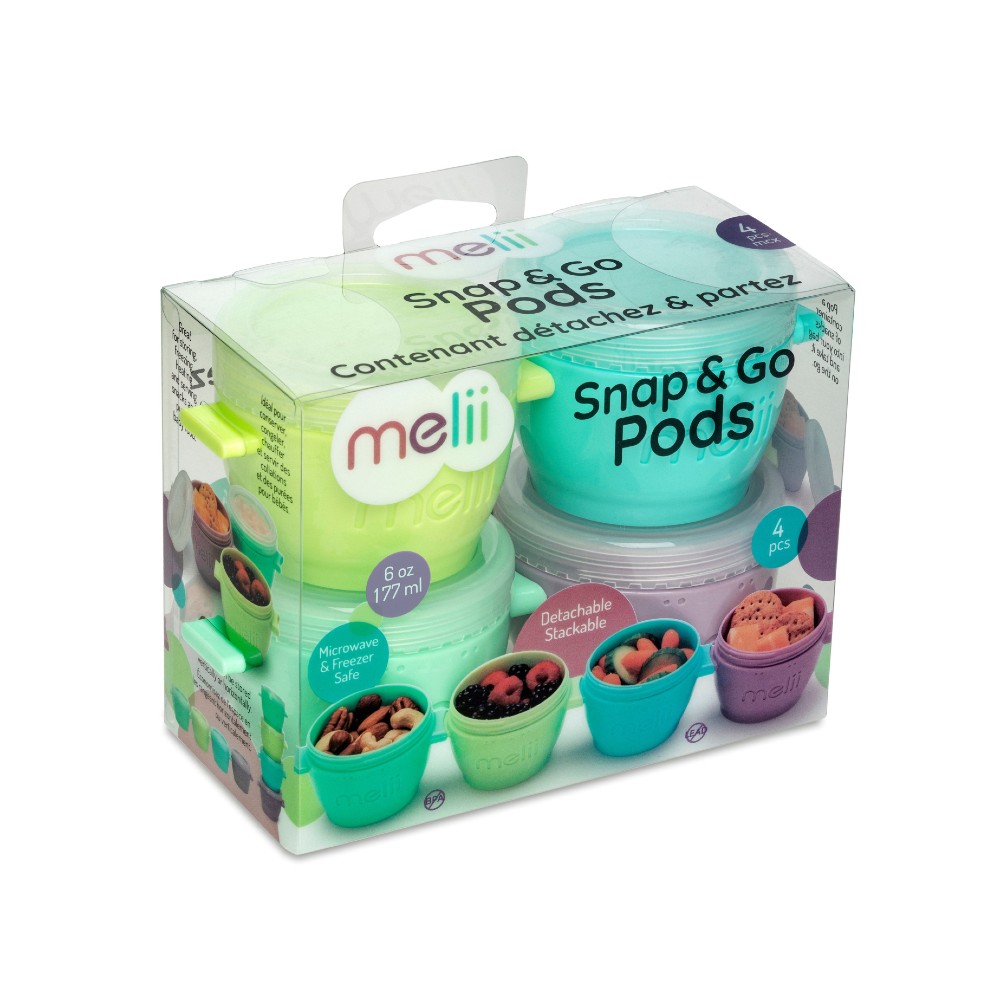 Melii Snap & Go Pods 4 Pack - 6 oz - Multicolour