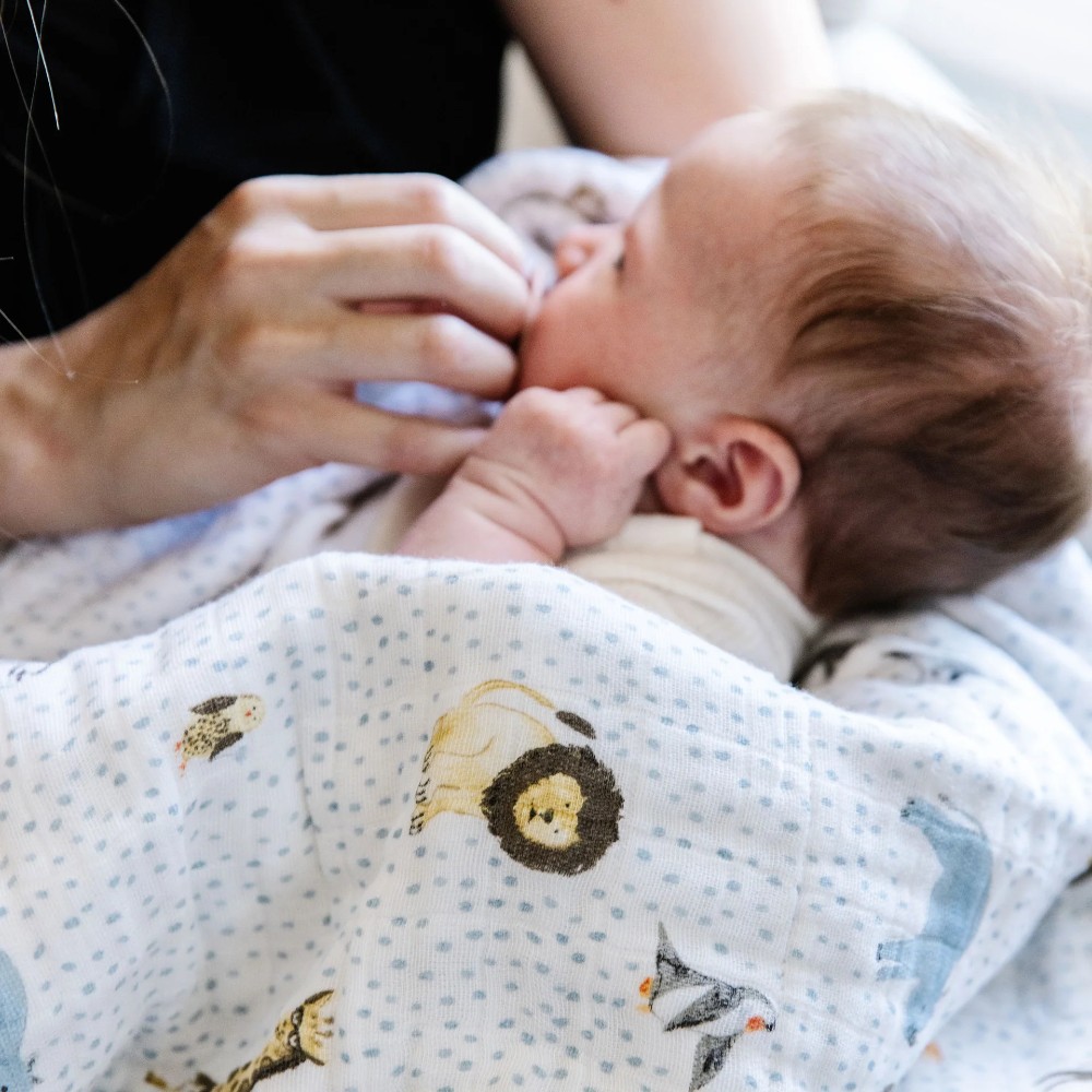 Cotton Muslin Baby Blanket - Party Animals