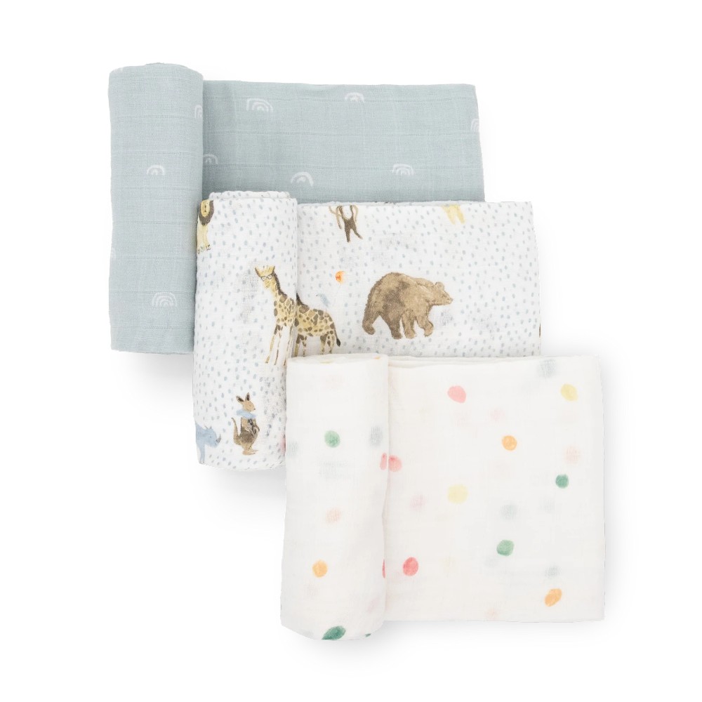 Little Unicorn - Cotton Muslin Swaddle Gift Set - Party Animals