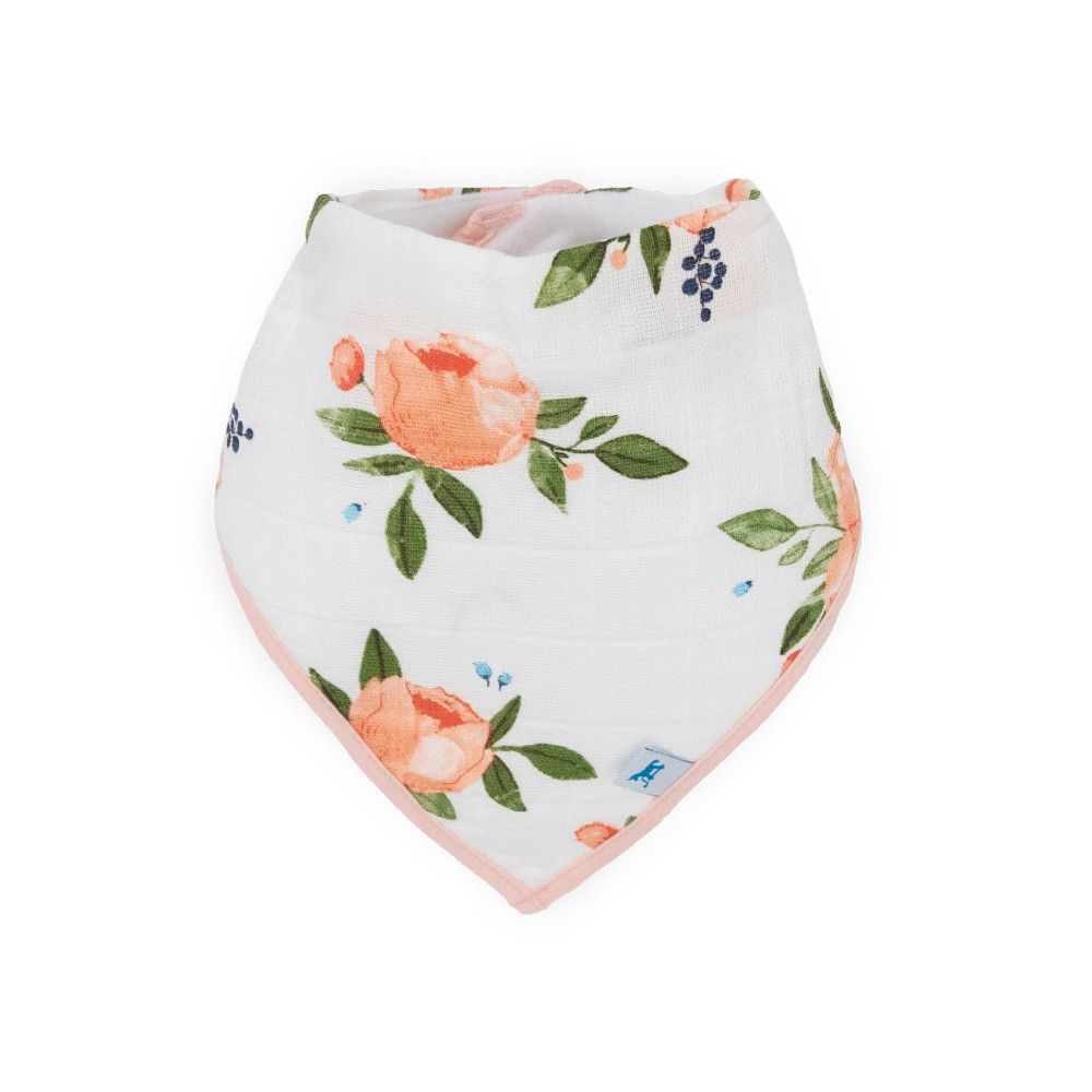 Cotton Muslin Fleece Bandana Bib - 4 Pack - Watercolour Rose