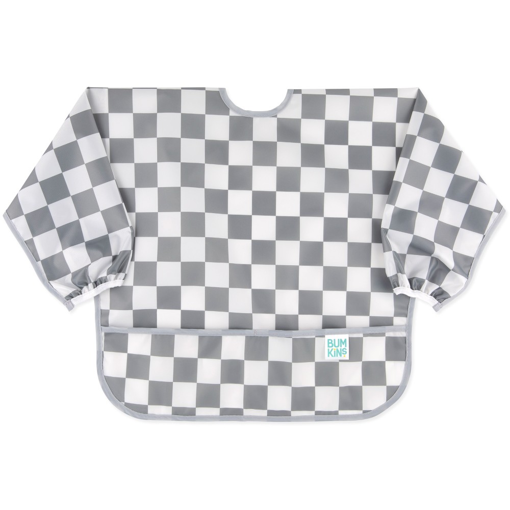 Bumkins Waterproof Sleeved Bib - Charcoal Check