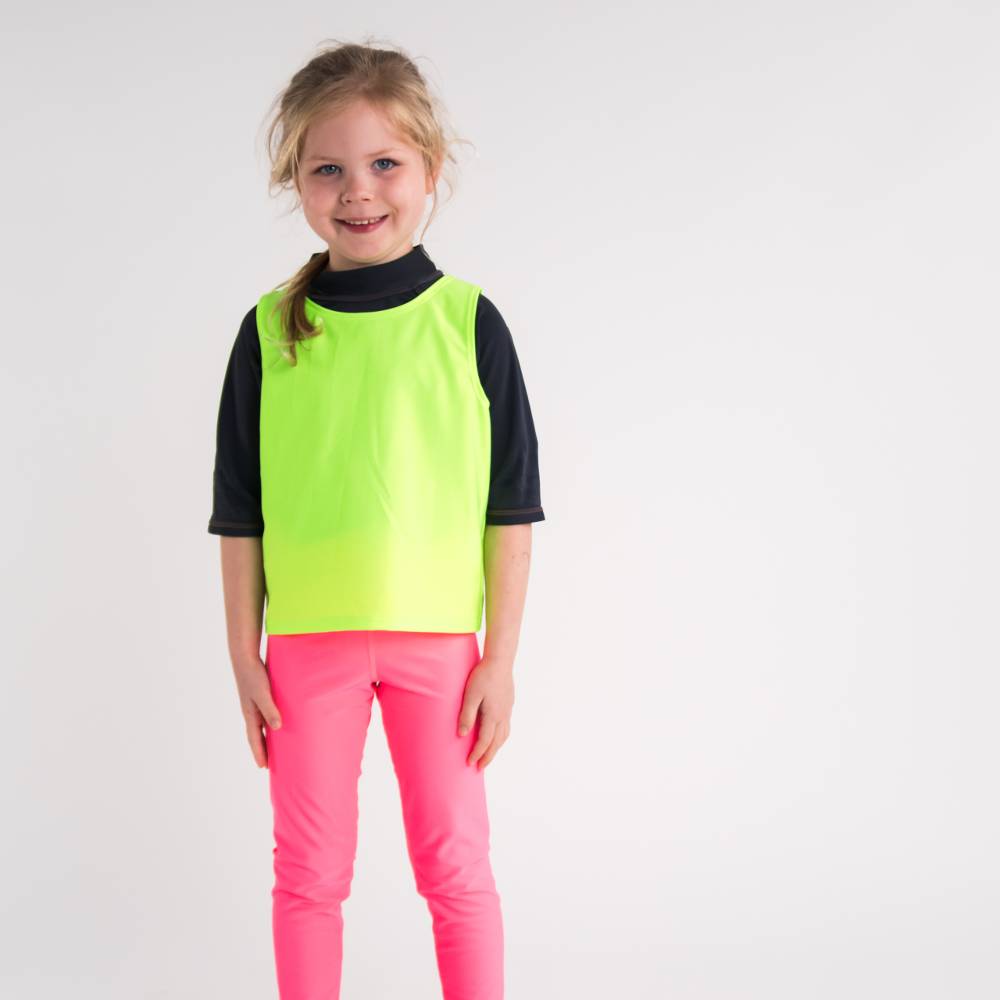Girl in Neon Green Over Vest, front shot