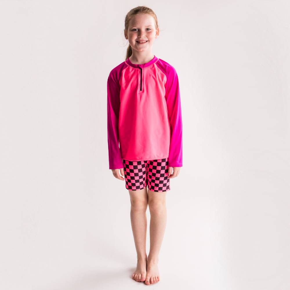 Neon by Nestling UPF50+ Swim Shorts - Neon Pink Check
