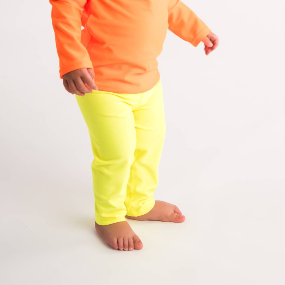 Close up of Neon Yellow Swim Leggings