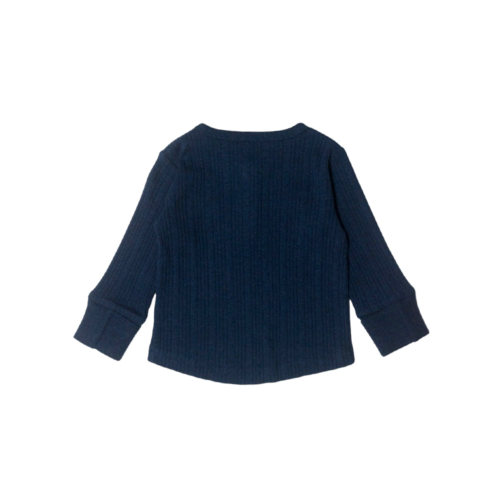 Woolbabe Organic Cotton/Merino Long Sleeve Henley Top - Tekapo Marl